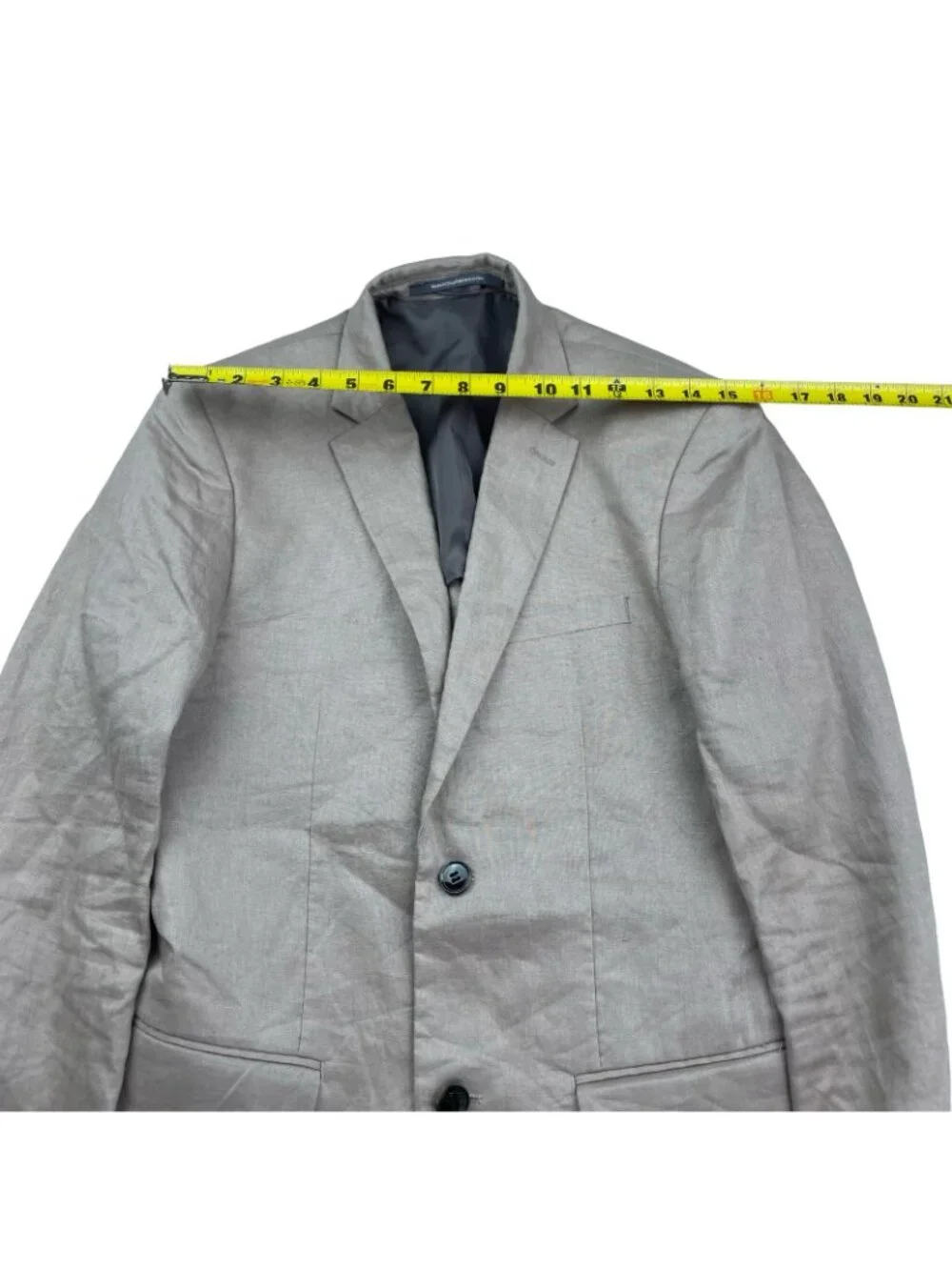 H&M Men's 100% Linen Slim Fit 2-Button Blazer Beige • 34R
